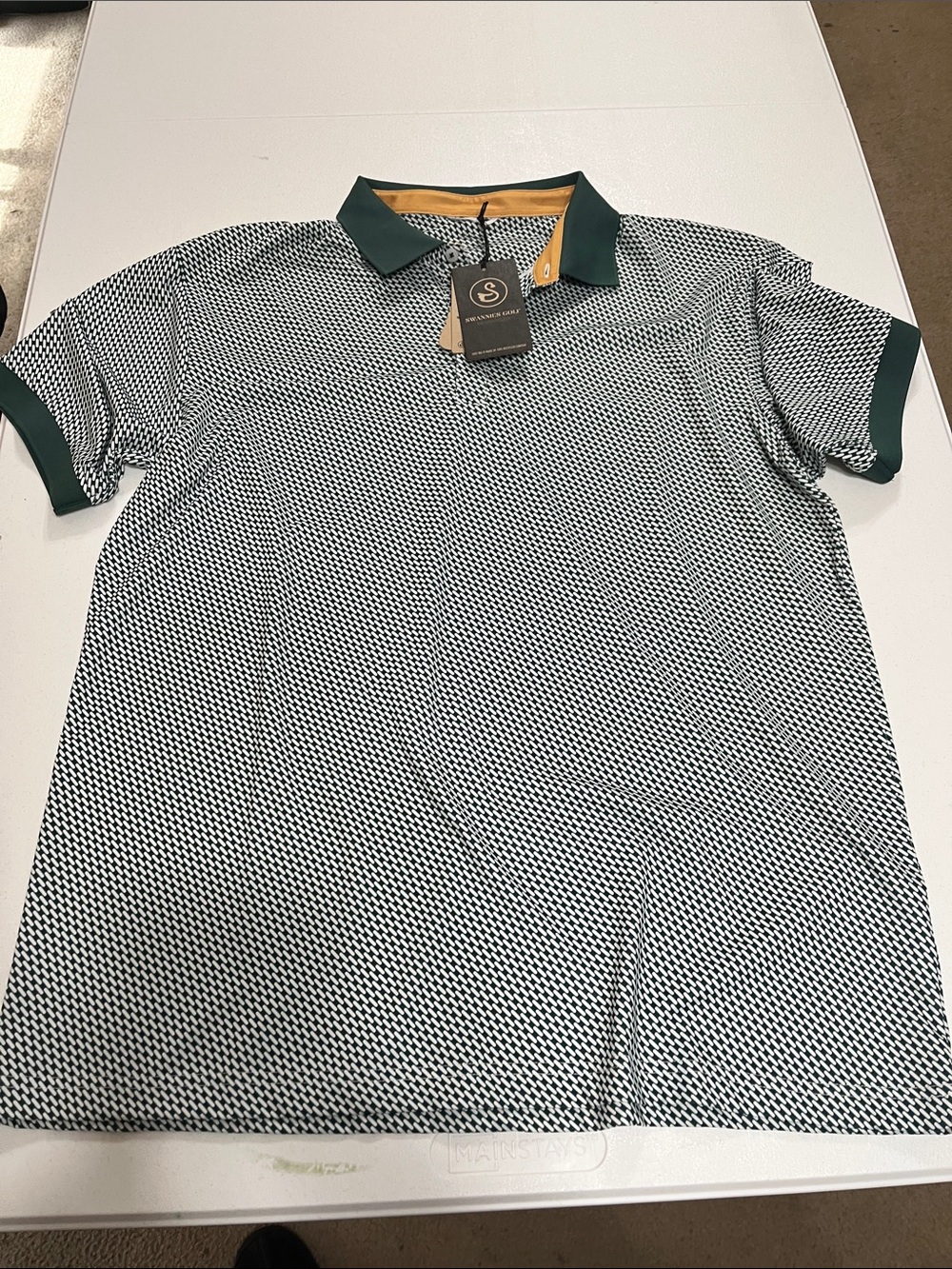 Men's Short-Sleeve Swannies Golf Polo with Dark Green Trim